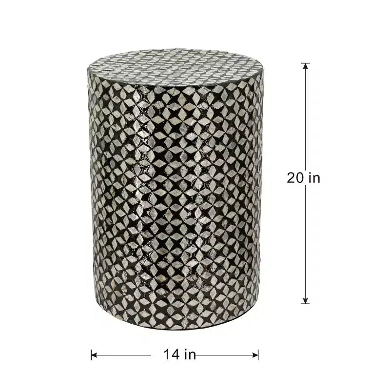 Tabouret d'appoint rond en Capiz noir D14x20