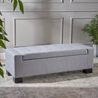 TUYOHW Pouf de rangement rectangulaire avec coussin rembourré épais, banc d'entrée avec charnières à pression, bout de lit