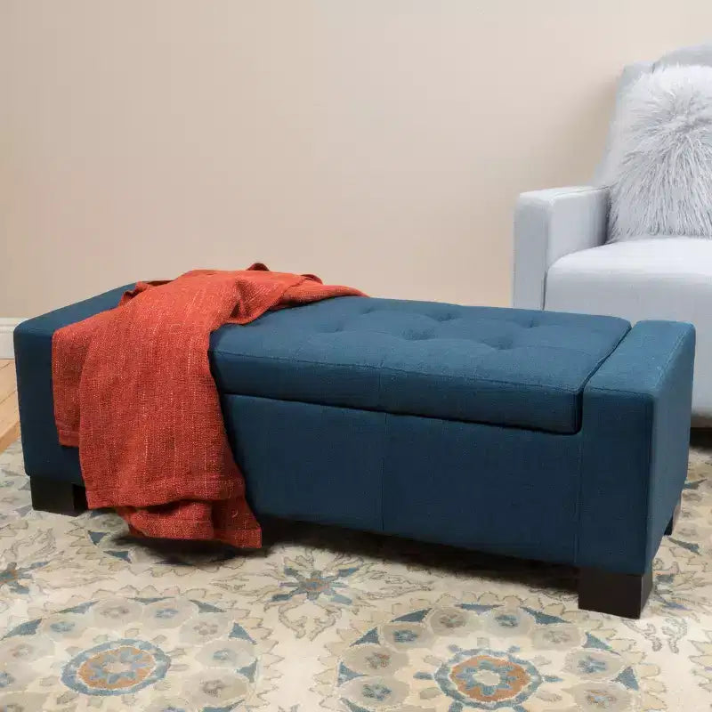 TUYOHW Pouf de rangement rectangulaire avec coussin rembourré épais, banc d'entrée avec charnières à pression, bout de lit
