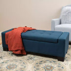 TUYOHW Pouf de rangement rectangulaire avec coussin rembourré épais, banc d'entrée avec charnières à pression, bout de lit