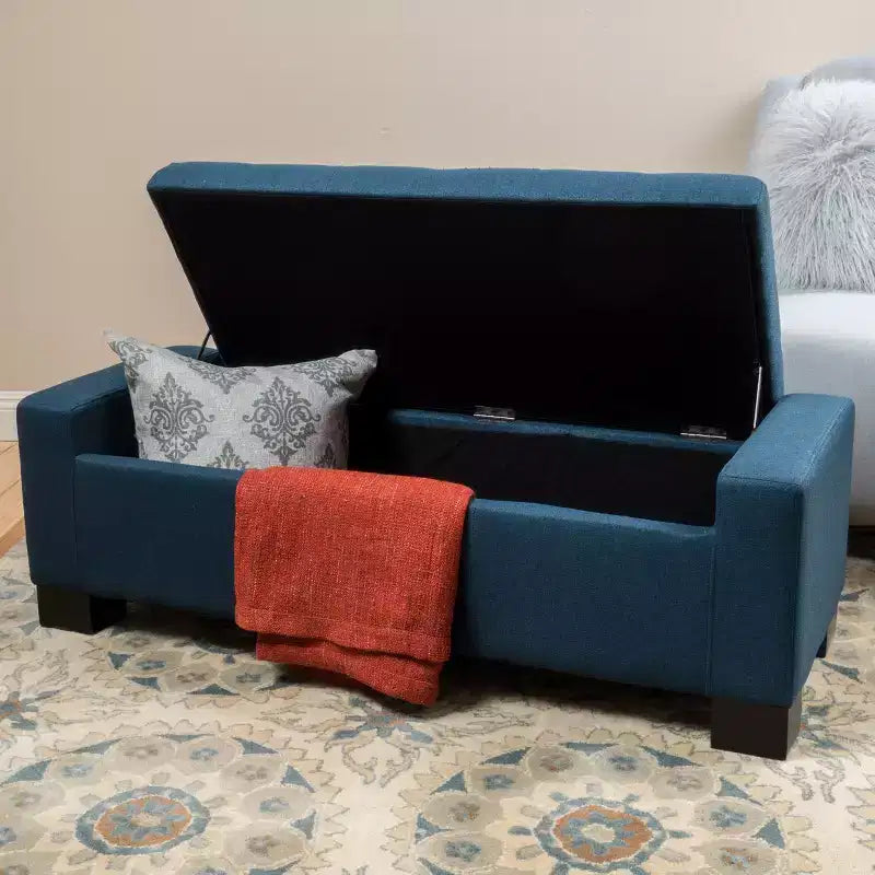 TUYOHW Pouf de rangement rectangulaire avec coussin rembourré épais, banc d'entrée avec charnières à pression, bout de lit