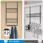 Organiseur de Douche Métallique à 2 Niveaux avec 6 Crochets et Rangement Suspendu Ajustable pour Salle de Bain, Chambre