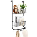 2-Tier Metal Shower Caddy with 6 Hooks and Adjustable Hanging Storage for Bathroom, Bedroom
