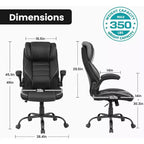 Chaise de Bureau Ergonomique avec Support Lombaire à Ressorts Ensachés - Fauteuil de Direction en Cuir, Appuie-tête Réglable, Accoudoirs Relevables, Chaise Inclinable pour Ordinateur