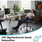 Chaise de Bureau Ergonomique avec Support Lombaire à Ressorts Ensachés - Fauteuil de Direction en Cuir, Appuie-tête Réglable, Accoudoirs Relevables, Chaise Inclinable pour Ordinateur