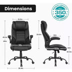 Chaise de Bureau Ergonomique avec Support Lombaire à Ressorts Ensachés - Fauteuil de Direction en Cuir, Appuie-tête Réglable, Accoudoirs Relevables, Chaise Inclinable pour Ordinateur