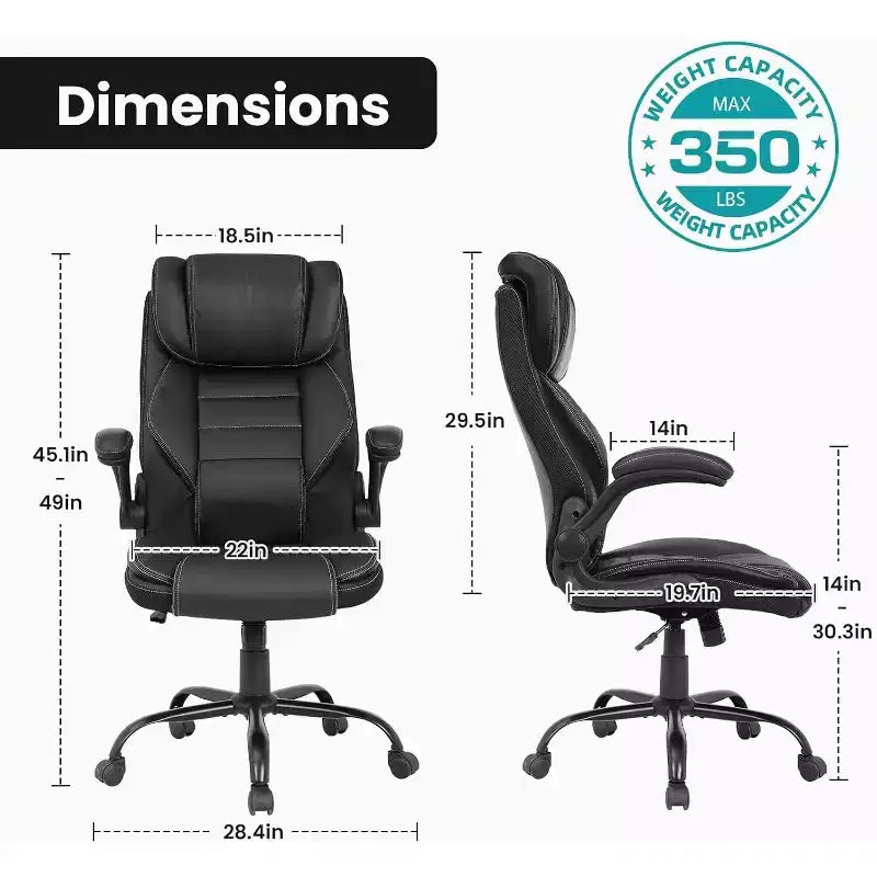 Chaise de Bureau Ergonomique avec Support Lombaire à Ressorts Ensachés - Fauteuil de Direction en Cuir, Appuie-tête Réglable, Accoudoirs Relevables, Chaise Inclinable pour Ordinateur