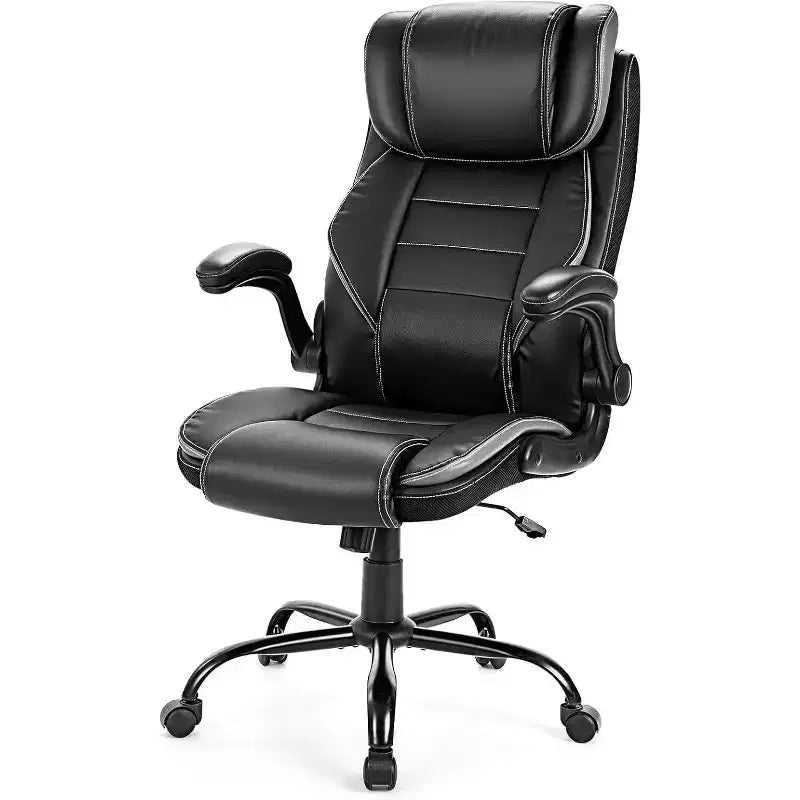 Chaise de Bureau Ergonomique avec Support Lombaire à Ressorts Ensachés - Fauteuil de Direction en Cuir, Appuie-tête Réglable, Accoudoirs Relevables, Chaise Inclinable pour Ordinateur