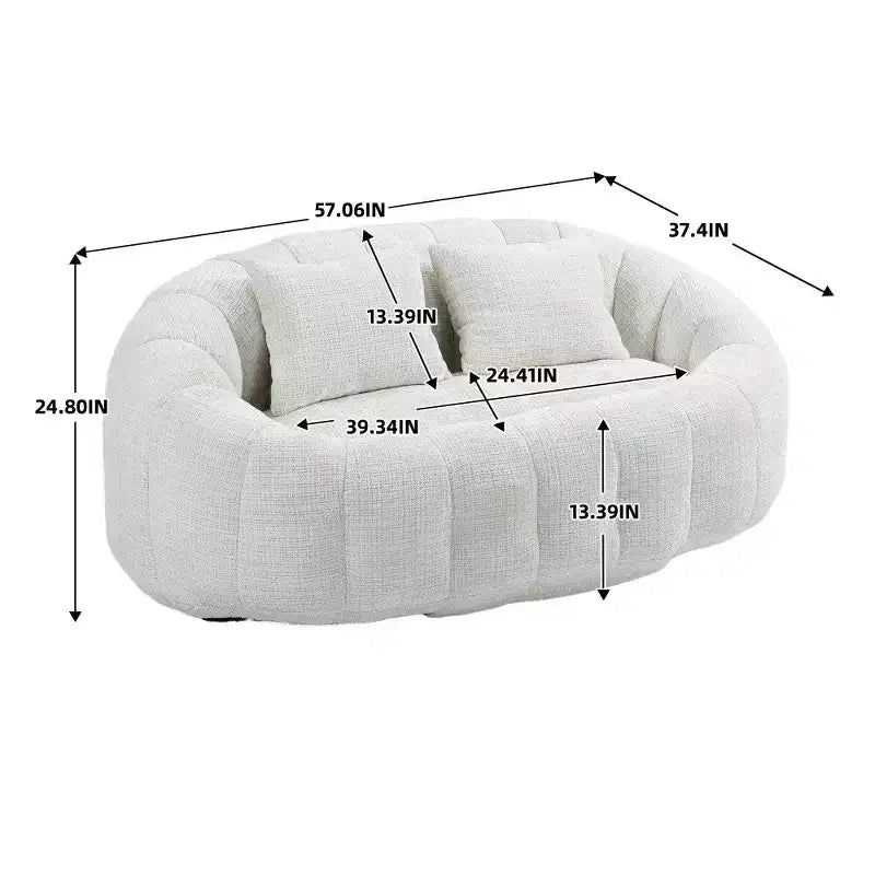Canapé Pouf Grand Dossier Okak,Pouf Fauteuil de Relaxation 2 Places de 150 cm avec Garnissage en Mousse à Mémoire de Forme,Canapé Confortable pour Salon Chambre