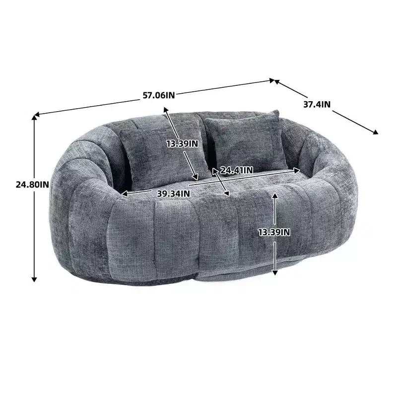 Canapé Pouf Grand Dossier Okak,Pouf Fauteuil de Relaxation 2 Places de 150 cm avec Garnissage en Mousse à Mémoire de Forme,Canapé Confortable pour Salon Chambre