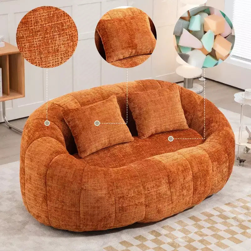 Canapé Pouf Grand Dossier Okak,Pouf Fauteuil de Relaxation 2 Places de 150 cm avec Garnissage en Mousse à Mémoire de Forme,Canapé Confortable pour Salon Chambre