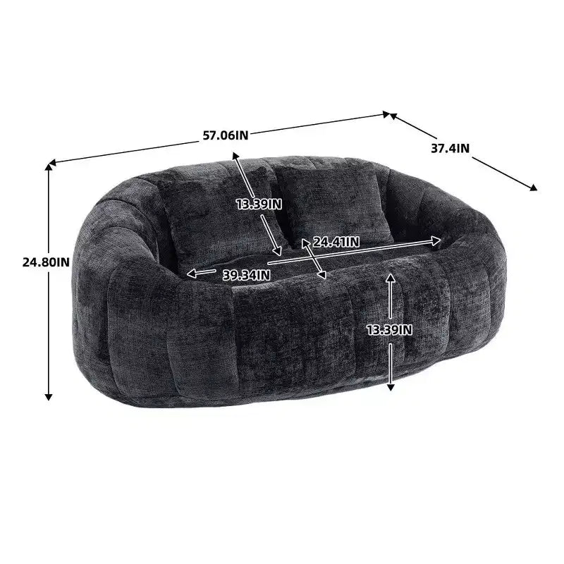 Canapé Pouf Grand Dossier Okak,Pouf Fauteuil de Relaxation 2 Places de 150 cm avec Garnissage en Mousse à Mémoire de Forme,Canapé Confortable pour Salon Chambre