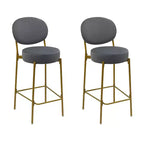 HomeRoots Set of Two 29 Gray and Gold Velvet and Metal Low Back Bar Height Bar Chairs