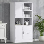 GDFStudio Walter Modern Wood Freestanding Bathroom Storage Cabinet with Drawers, Open Shelves and Enclosed Cabinet