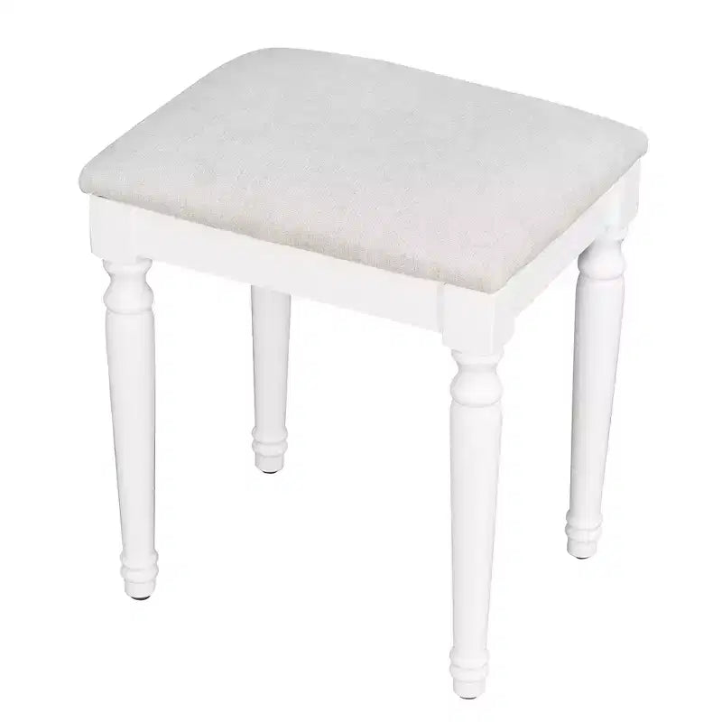 JVNOXK Coiffeuse 44,37 pouces avec miroir triple pliable, 13 ampoules Hollywood et 3 modes d'éclairage, grande station de charge avec 5 tiroirs et étagères, blanche