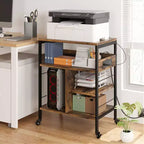 Support d'imprimante mobile à 3 niveaux avec station de charge et étagère de rangement – Organisateur de bureau roulant pour la maison, la cuisine, le salon