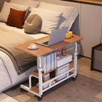 Bureau Roulant Portable sur Roues, Hauteur Réglable, Petite Table d'Ordinateur Mobile avec Étagères de Rangement pour Bureau à Domicile