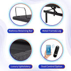 Sommier articulé Dyonery, cadre de lit réglable avec inclinaison d'oreiller, contrôle via application intelligente, massage, position zéro gravité, anti-ronflement, ports USB