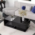 Table basse moderne avec tiroir, table d'appoint carrée pour canapé, table basse en bois avec étagères de rangement pour salon, bureau