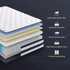 Resspry Matelas hybride à ressorts et mousse à mémoire de forme Gel de 30 cm, essai à domicile de 120 nuits, collection Apex