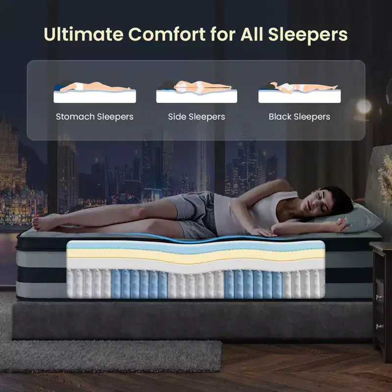 Resspry Matelas hybride à ressorts et mousse à mémoire de forme Gel de 30 cm, essai à domicile de 120 nuits, collection Apex