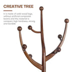 Bekrvio Porte-Manteau sur Pied en Bois Massif, Support à Vêtements avec 8 Crochets en Forme de Branches d'Arbre, Base Sphérique Stable, 72,5 kg