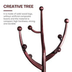 Bekrvio Porte-Manteau sur Pied en Bois Massif, Support à Vêtements avec 8 Crochets en Forme de Branches d'Arbre, Base Sphérique Stable, 72,5 kg