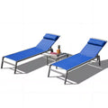 3-Piece Blue Aluminum Chaise Set, Adjustable, for Poolside & Patio