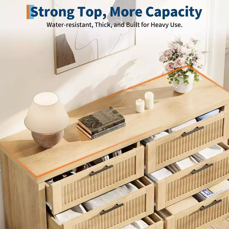 Commode à 6 tiroirs pour chambre à coucher, grande commode en bois de 120,4 cm de large, armoire de rangement pour vêtements pour chambre d'enfant, salon