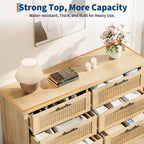 Commode à 6 tiroirs pour chambre à coucher, grande commode en bois de 120,4 cm de large, armoire de rangement pour vêtements pour chambre d'enfant, salon