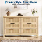 Commode à 6 tiroirs pour chambre à coucher, grande commode en bois de 120,4 cm de large, armoire de rangement pour vêtements pour chambre d'enfant, salon