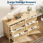 Commode à 6 tiroirs pour chambre à coucher, grande commode en bois de 120,4 cm de large, armoire de rangement pour vêtements pour chambre d'enfant, salon