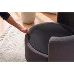 Fauteuil pivotant en tissu Teddy TUYOHW, fauteuil de salon rotatif avec 3 coussins décoratifs, base noire, rangement, coussin de dossier, fauteuil d'appoint pour salon, chambre à coucher