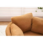 Fauteuil pivotant en tissu Teddy TUYOHW, fauteuil de salon rotatif avec 3 coussins décoratifs, base noire, rangement, coussin de dossier, fauteuil d'appoint pour salon, chambre à coucher
