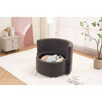 Fauteuil pivotant en tissu Teddy TUYOHW, fauteuil de salon rotatif avec 3 coussins décoratifs, base noire, rangement, coussin de dossier, fauteuil d'appoint pour salon, chambre à coucher