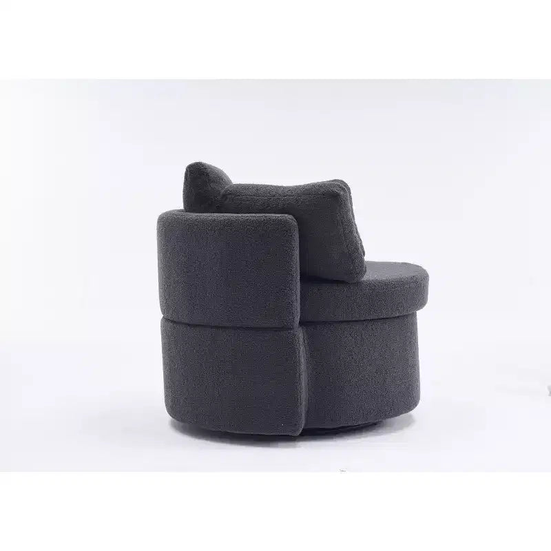 Fauteuil pivotant en tissu Teddy TUYOHW, fauteuil de salon rotatif avec 3 coussins décoratifs, base noire, rangement, coussin de dossier, fauteuil d'appoint pour salon, chambre à coucher