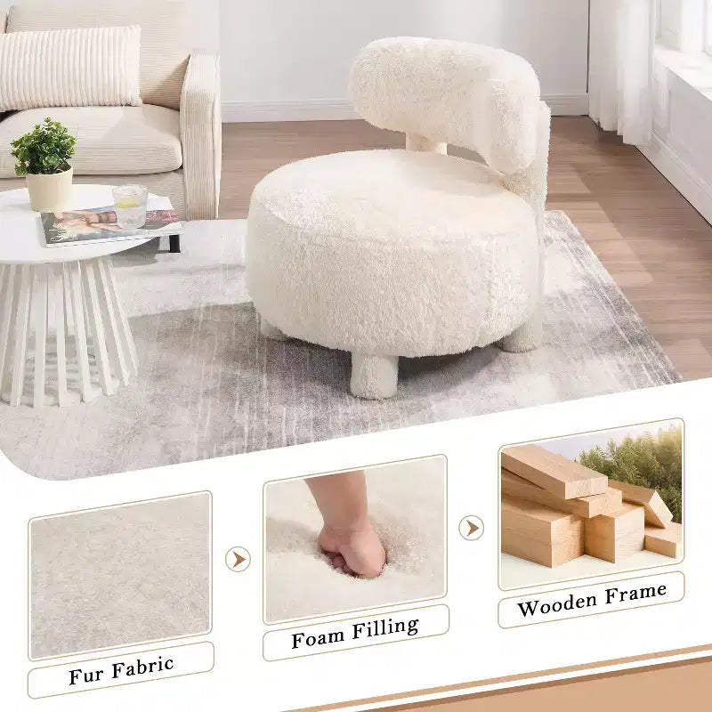 Chaise d'appoint sans accoudoirs TUYOHW, chaise tapissée incurvée avec pieds en bois massif, chaise d'appoint avec coussin moelleux de 13 cm pour salon, chambre à coucher, coiffeuse