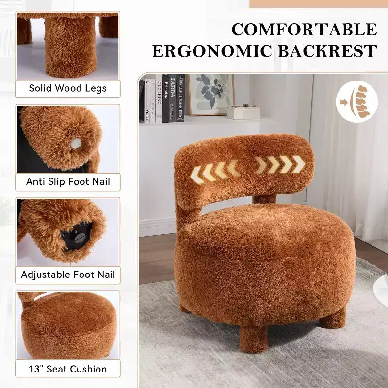 Chaise d'appoint sans accoudoirs TUYOHW, chaise tapissée incurvée avec pieds en bois massif, chaise d'appoint avec coussin moelleux de 13 cm pour salon, chambre à coucher, coiffeuse