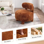 Chaise d'appoint sans accoudoirs TUYOHW, chaise tapissée incurvée avec pieds en bois massif, chaise d'appoint avec coussin moelleux de 13 cm pour salon, chambre à coucher, coiffeuse
