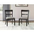 Signature Design by Ashley Chadworth Dining Upholstered Side Chairs, Set of 2, Black Wood Frame with Polyester Seats