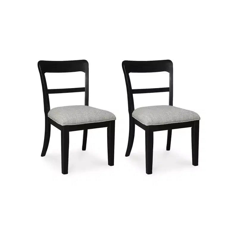 Signature Design by Ashley Chaises de salle à manger Chadworth rembourrées, lot de 2, cadre en bois noir avec sièges en polyester