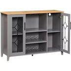 Meuble à Vins, Cave à Liqueurs avec Porte Vitrée et Range-Bouteilles, Table avec Rangement, Buffet à Liqueurs avec Étagères Réglables pour Salon