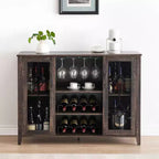 Meuble à Vins, Cave à Liqueurs avec Porte Vitrée et Range-Bouteilles, Table avec Rangement, Buffet à Liqueurs avec Étagères Réglables pour Salon