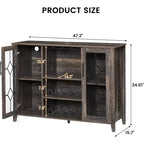 Meuble à Vins, Cave à Liqueurs avec Porte Vitrée et Range-Bouteilles, Table avec Rangement, Buffet à Liqueurs avec Étagères Réglables pour Salon
