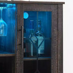 Meuble à Vins, Cave à Liqueurs avec Porte Vitrée et Range-Bouteilles, Table avec Rangement, Buffet à Liqueurs avec Étagères Réglables pour Salon