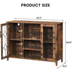Meuble à Vins, Cave à Liqueurs avec Porte Vitrée et Range-Bouteilles, Table avec Rangement, Buffet à Liqueurs avec Étagères Réglables pour Salon