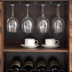 Meuble à Vins, Cave à Liqueurs avec Porte Vitrée et Range-Bouteilles, Table avec Rangement, Buffet à Liqueurs avec Étagères Réglables pour Salon