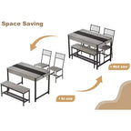 Ensemble table à manger 4 pièces pour 4 personnes, ensemble de table de cuisine rectangulaire avec 2 chaises et 1 banc, tiroirs double face pour salle à manger, cuisine, jardin