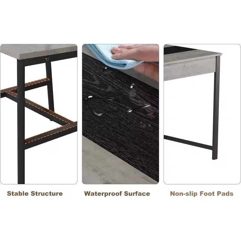Ensemble table à manger 4 pièces pour 4 personnes, ensemble de table de cuisine rectangulaire avec 2 chaises et 1 banc, tiroirs double face pour salle à manger, cuisine, jardin