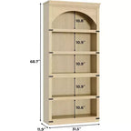 Acekool Étagère de bibliothèque arquée à 5 niveaux, bibliothèque rustique en bois de style ferme avec protections d'angle en métal, pour le salon